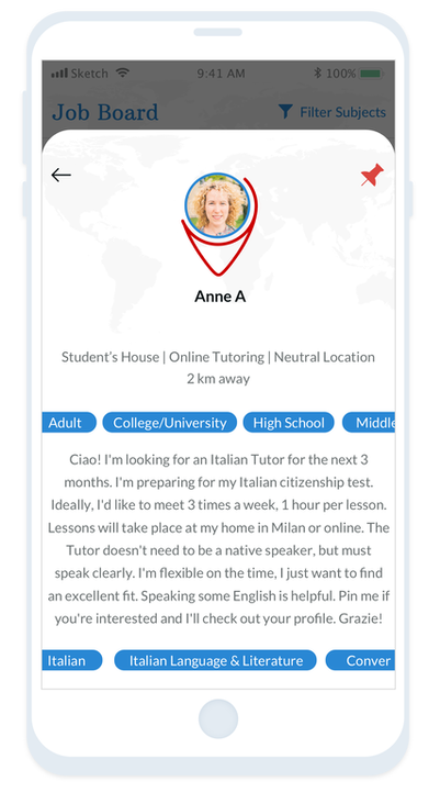 Easily find a foreign language Tutor near me in Italy or online with Tutor Around app. Learn communication skills! 